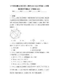 07空间向量与立体几何-上海市2023-2024学年高三上学期期末数学专题练习（沪教版2020）