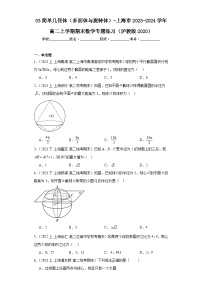 03简单几何体（多面体与旋转体）-上海市2023-2024学年高二上学期期末数学专题练习（沪教版20