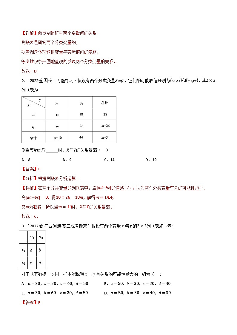 专题7.3 独立性检验(3类必考点)-2023-2024学年高二数学必考考点各个击破(北师大版选择性必修第一册)02