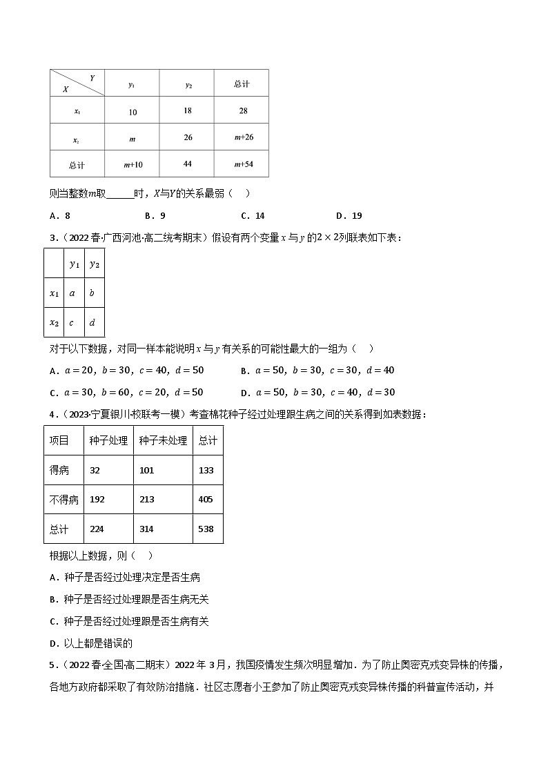 专题7.3 独立性检验(3类必考点)-2023-2024学年高二数学必考考点各个击破(北师大版选择性必修第一册)02