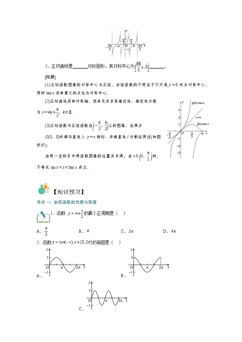 第11讲 余弦和正切函数的图像与性质-【预习】高一数学寒假衔接讲义练习(人教B版 必修第三册)03