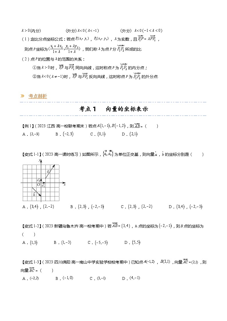 【寒假作业】苏教版2019 高中数学 高一寒假提升训练 专题06+向量坐标表示与应用(10大考点,知识串讲+热考题型+专题训练)-讲义03