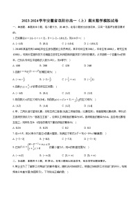 2023-2024学年安徽省阜阳市高一(上)期末数学模拟试卷(含解析)