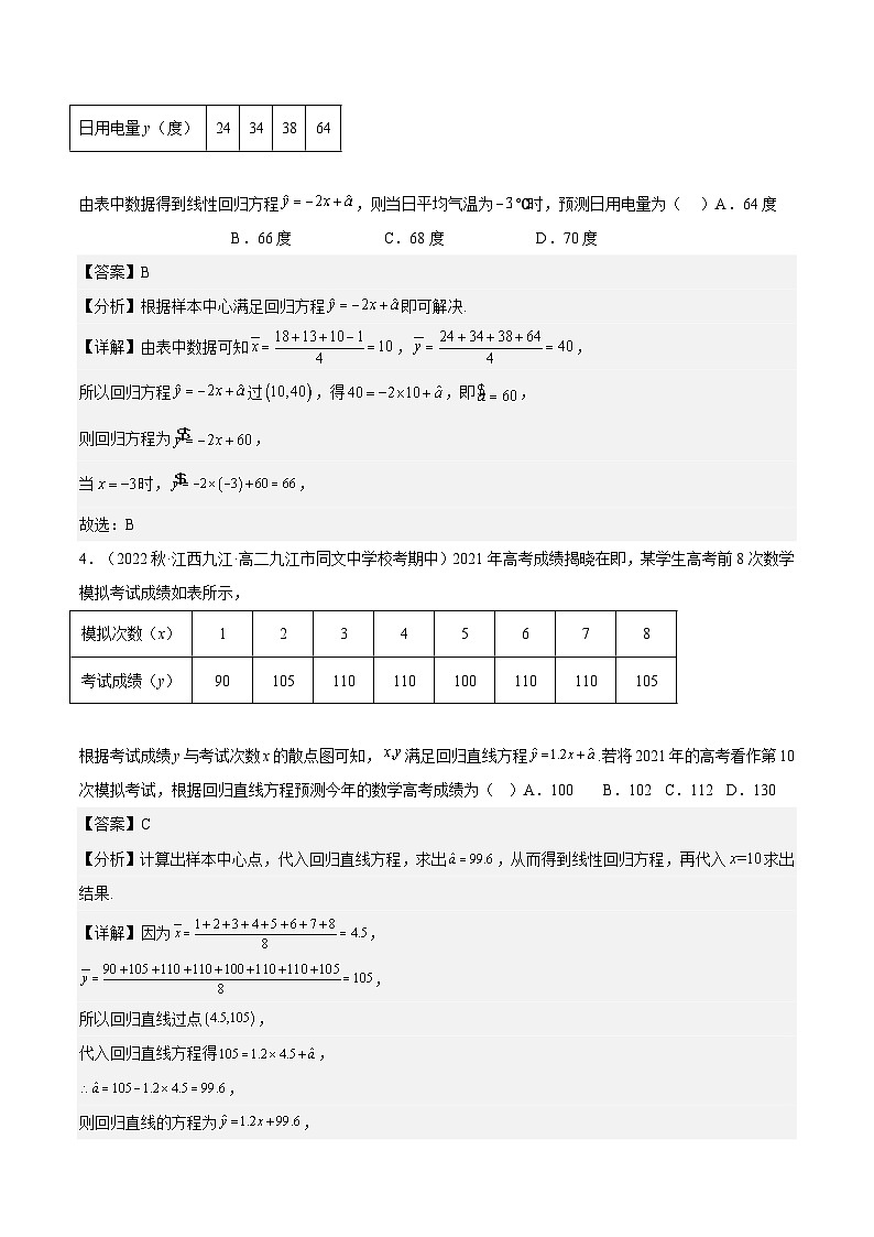 8.2.1《一元线性回归模型》课件+分层练习(含答案解析)-人教版高中数学选修三02