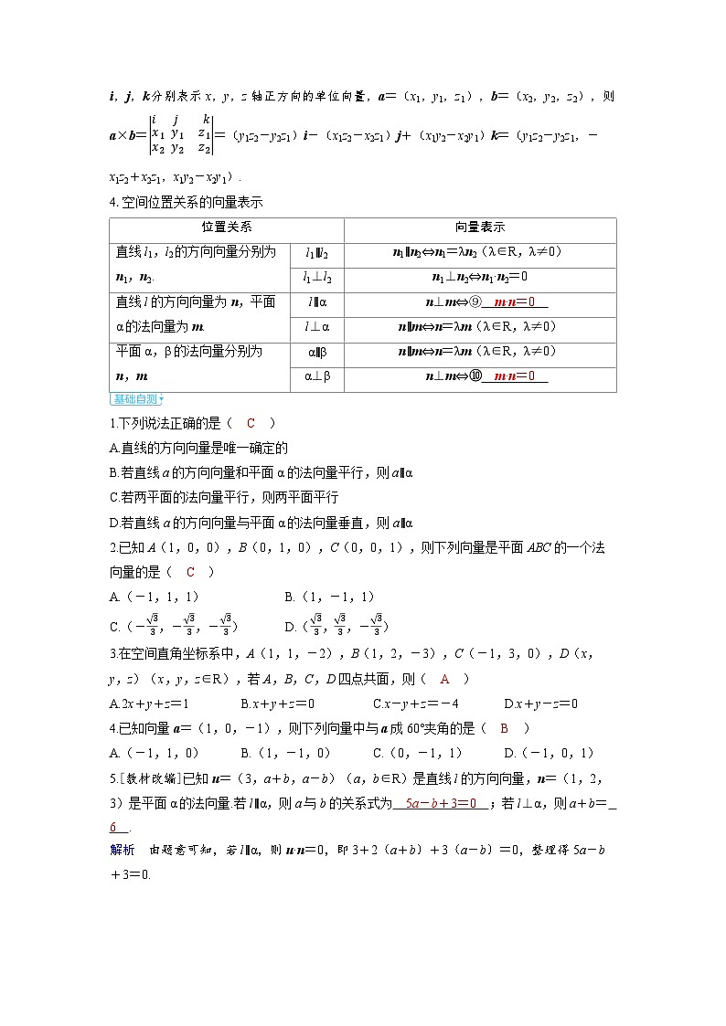 备考2024届高考数学一轮复习讲义第七章立体几何与空间向量第5讲空间向量及空间位置关系03