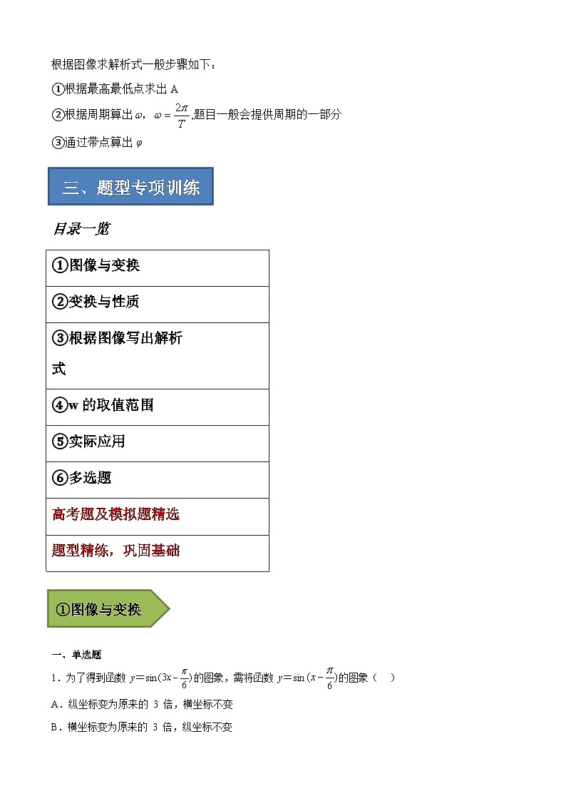 备战2024年高考数学一轮复习艺体生高频考点专用复习讲义word版专题13 y=sin(wx+φ)的图像与性质【艺体生专供—选择填空抢分专题】备战2024年高考高频考点题型精讲+精练(新高考通用)解析版第2页