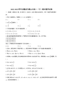 2022-2023学年安徽省马鞍山市高一（下）期末数学试卷（含详细答案解析）
