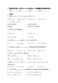广东省茂名市第一中学2023-2024学年高一上学期期中考试数学试卷(含答案)