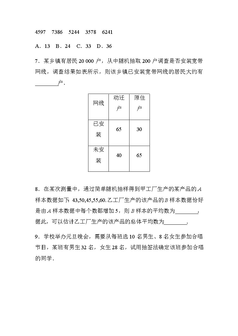 第九章 9.1.1 简单随机抽样 课时练(含答案)—2024春高中数学人教A版必修第二册第3页