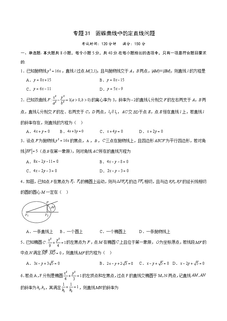 专题31 圆锥曲线中的定直线问题-备战2024年新高考数学之圆锥曲线专项高分突破(新高考专用)01
