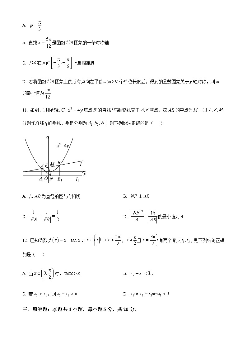 广东省汕头市金山中学2024届高三上学期第二次调研数学试题含答案解析03