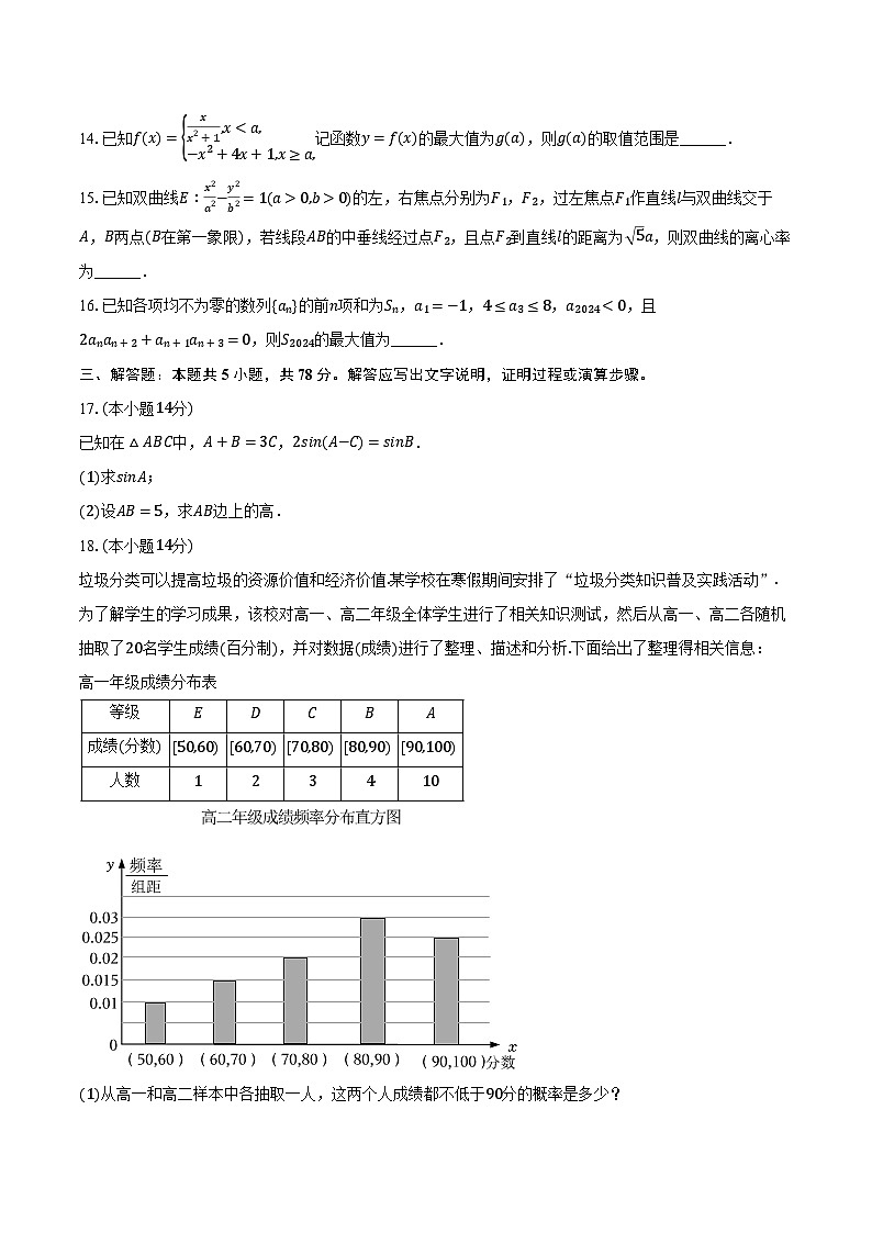 2023-2024学年上海市普陀区曹杨二中高三(上)期末数学试卷(含解析)第2页