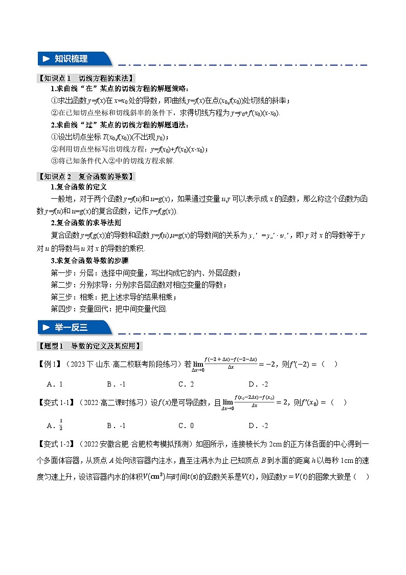 专题3.1 导数的概念及其几何意义与运算【八大题型】(举一反三)(新高考专用)(原卷版)第2页