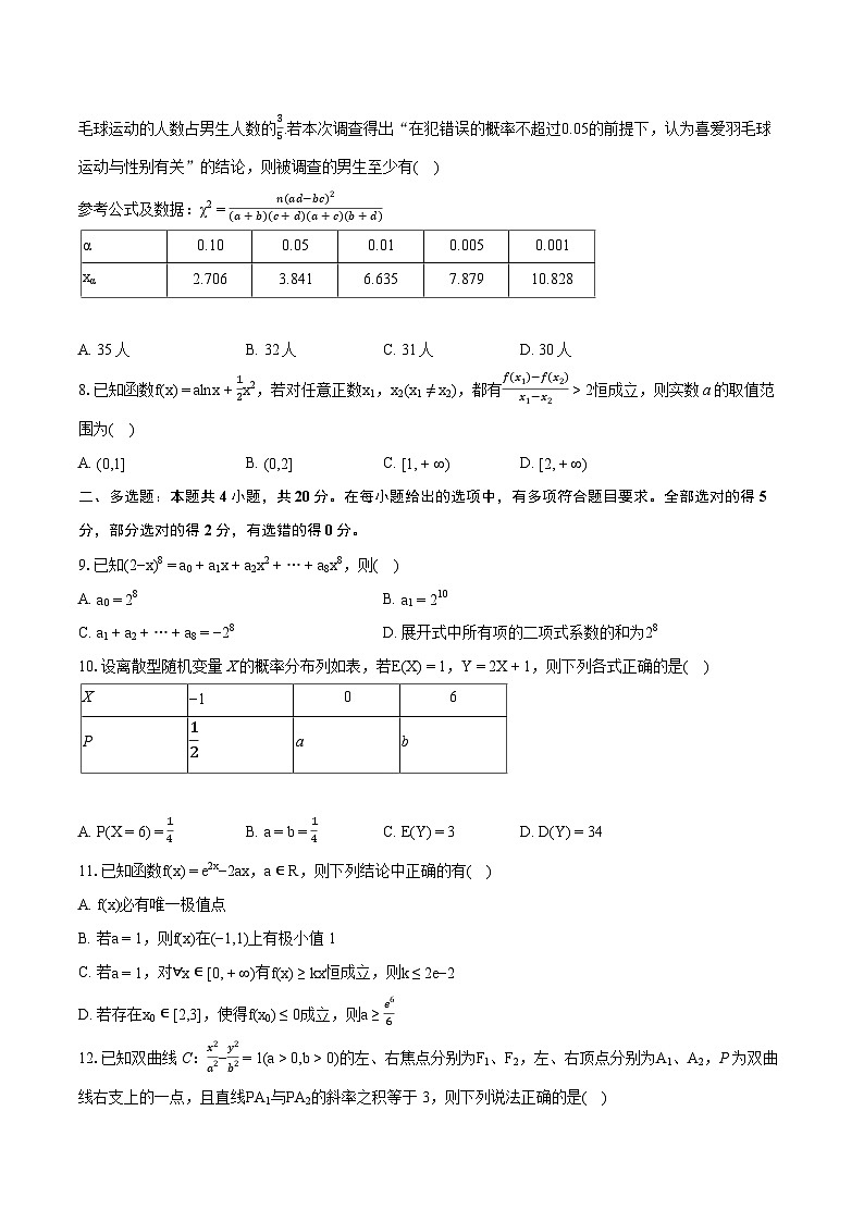2022-2023学年广东省广州市天河区高二(下)期末数学试卷(含详细答案解析)第2页