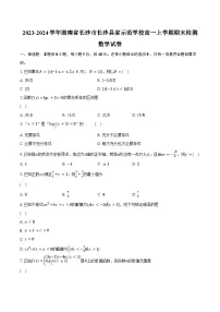 2023-2024学年湖南省长沙市长沙县省示范学校高一上学期期末检测数学试卷(含解析)