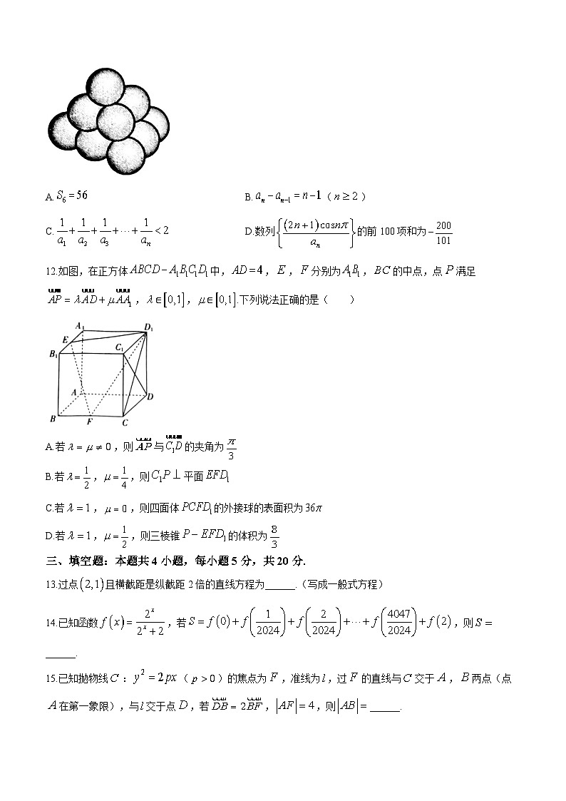 河北省强基名校联盟2023-2024学年高二下学期开学联考数学试题第3页
