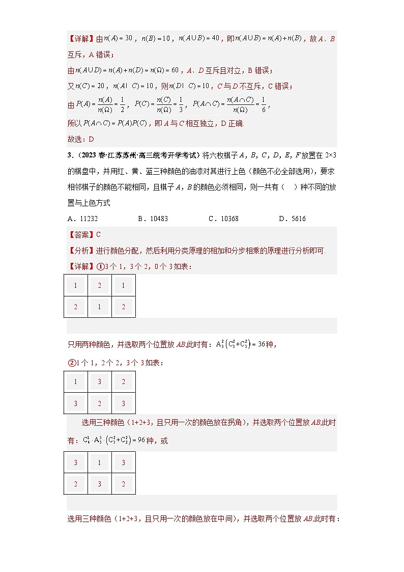 【突破压轴冲刺名校】 压轴专题09 计数原理与概率统计综合问题小题综合 2023届新高考数学复习尖子生30题难题突破(江苏专用)解析版第2页