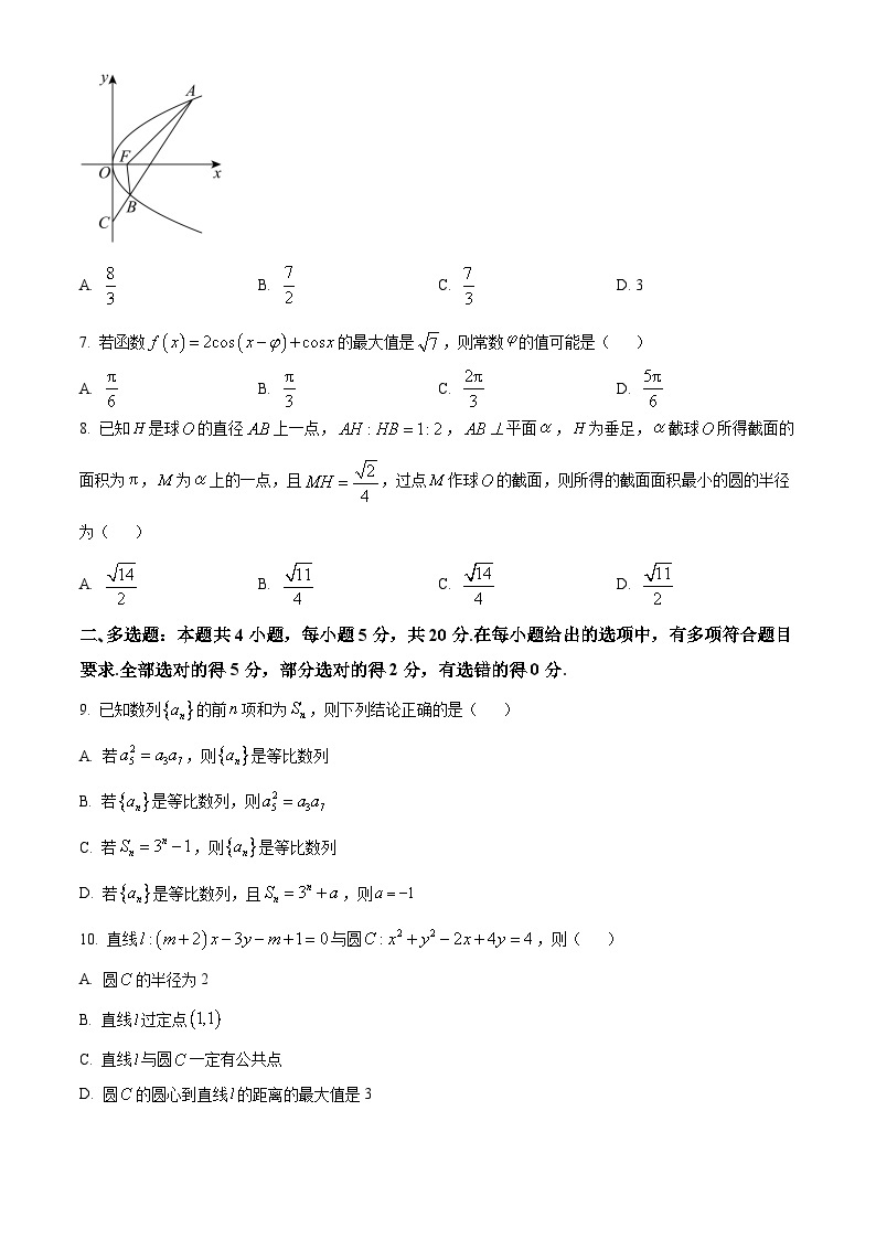 广东省深圳市宝安区2023-2024学年高三上学期期末考试数学试卷（Word版附解析）02