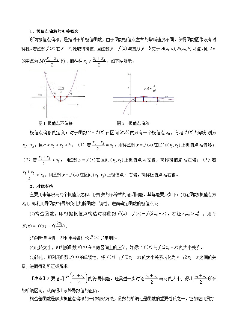 【讲通练透】重难点突破05 极值点偏移问题与拐点偏移问题(七大题型)-2024年高考数学重难点突破精讲02