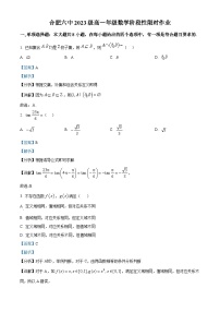 安徽省合肥市第六中学2023-2024学年高一上学期12月月考数学试卷（Word版附解析）