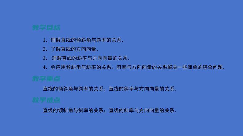 《1.1.2 直线的倾斜角与斜率、方向向量的关系》 优秀教学课件02