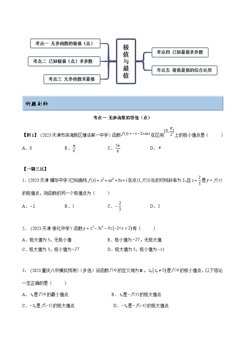 2024年新高考数学专用第一轮复习讲义一隅三反提升卷 4.3 利用导数求极值最值(精讲)(提升版)(原卷版+解析版)02