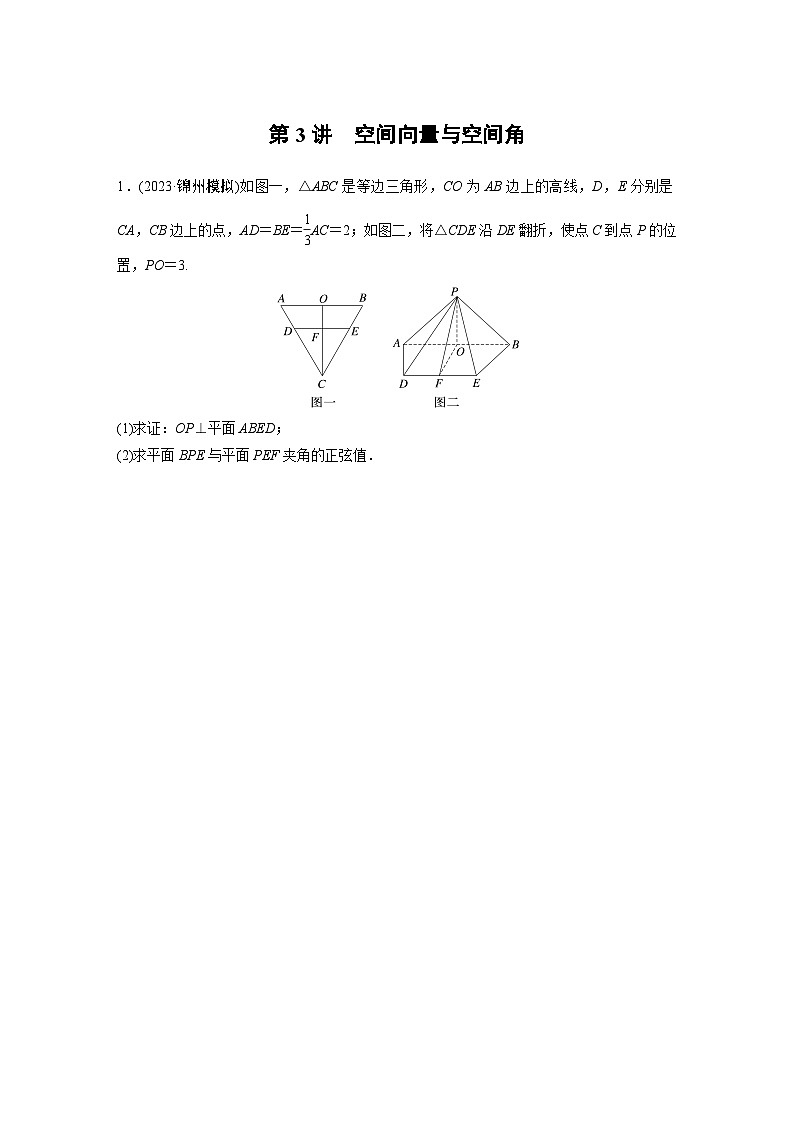 专题四 第3讲 空间向量与空间角2024年高考数学01