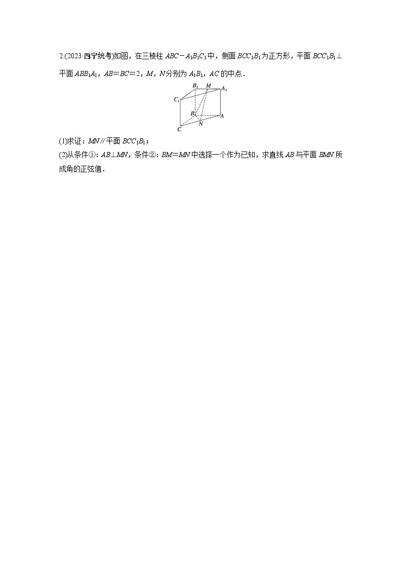 专题四 第3讲 空间向量与空间角2024年高考数学02