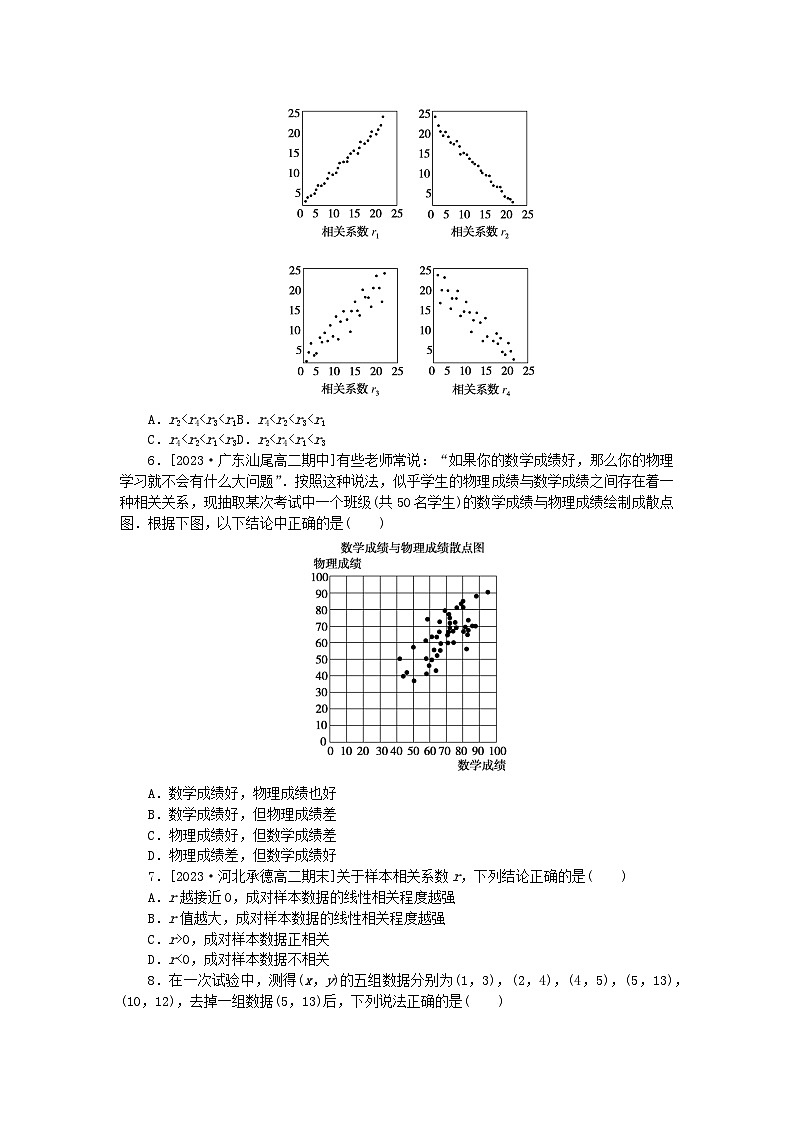 2023版新教材高中数学第八章成对数据的统计分析8.1成对数据的统计相关性同步练习18成对数据的统计相关性新人教A版选择性必修第三册第2页