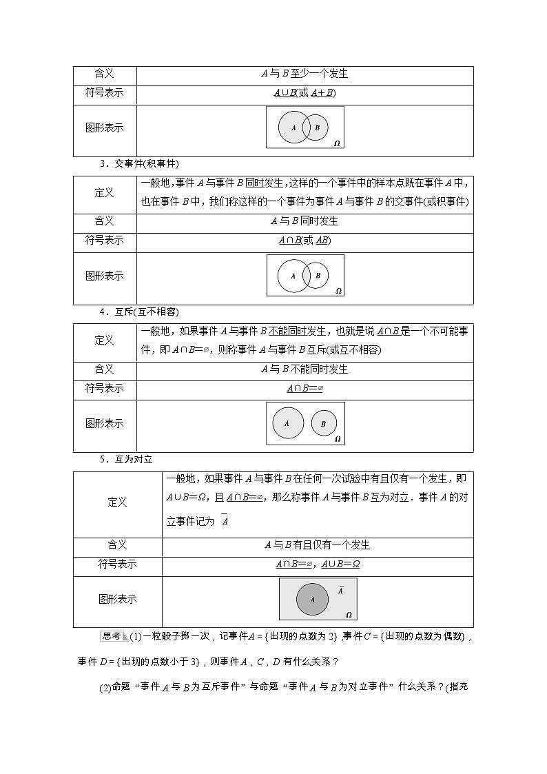 第10章概率10.1.2事件的关系和运算学案含解析02