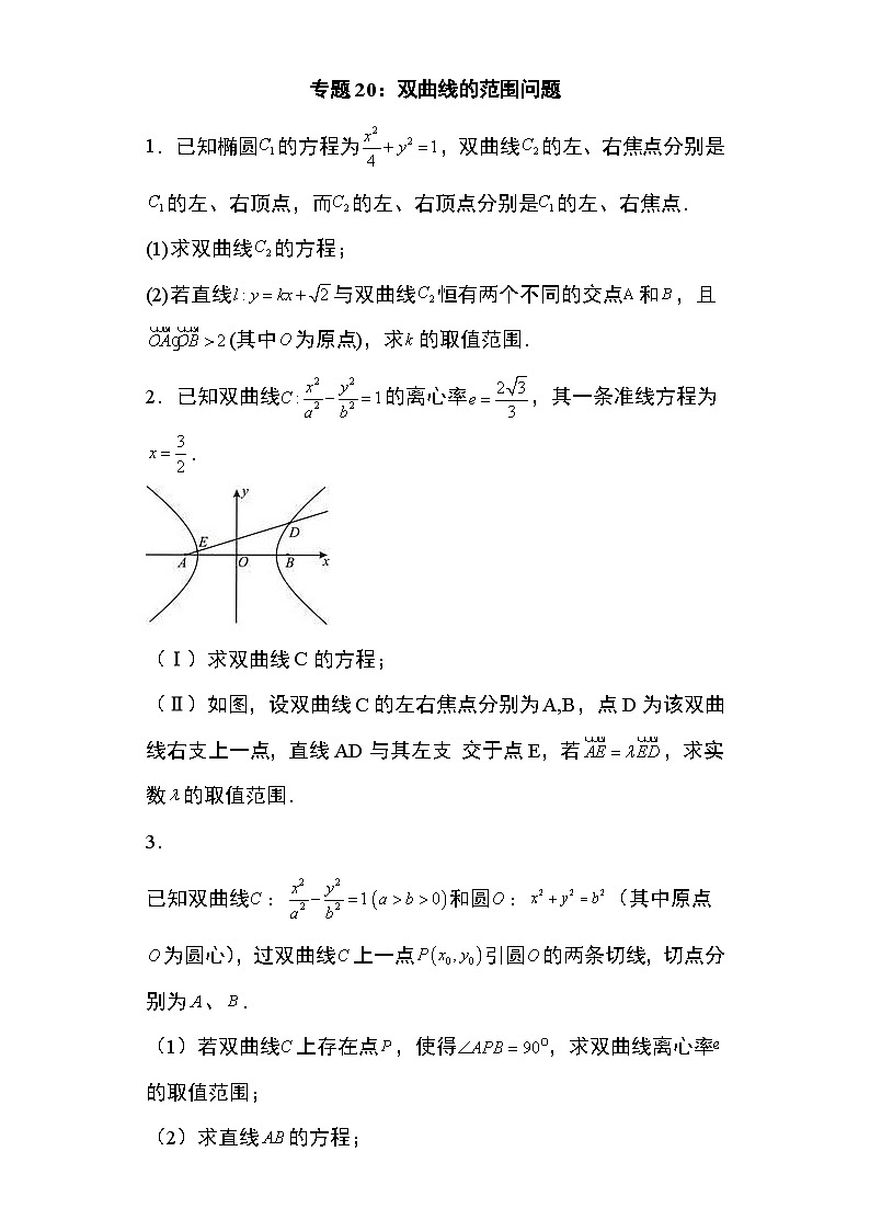 2024年高考数学第二轮专题复习圆锥曲线 专题20:双曲线的范围问题22页第1页