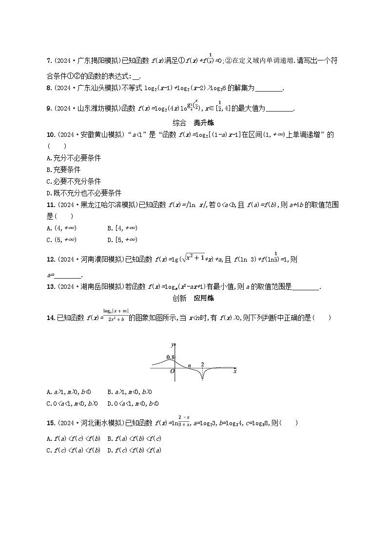 备战2025届新高考数学一轮总复习课时规范练15对数函数(附解析人教A版)02