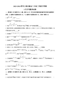 上海市嘉定区第二中学2023-2024学年高二下学期3月月考数学试题（原卷版+解析版）