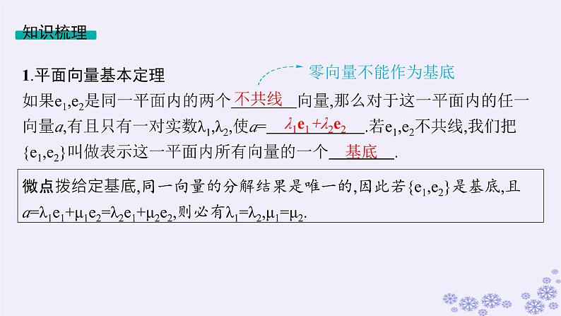 适用于新高考新教材备战2025届高考数学一轮总复习第7章平面向量复数第2节平面向量基本定理及向量坐标运算课件新人教A版第5页