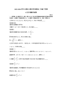 上海市上海中学东校2023-2024学年高二下学期3月月考数学试题