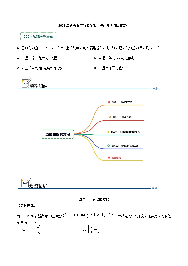 专题十:直线与圆的方程第1页