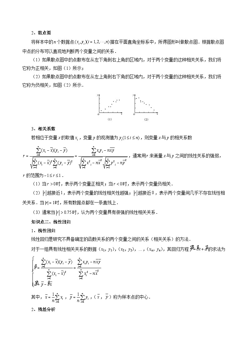 第02講 成對數(shù)據(jù)的統(tǒng)計分析（五大題型）（講義）（原卷版）第3頁