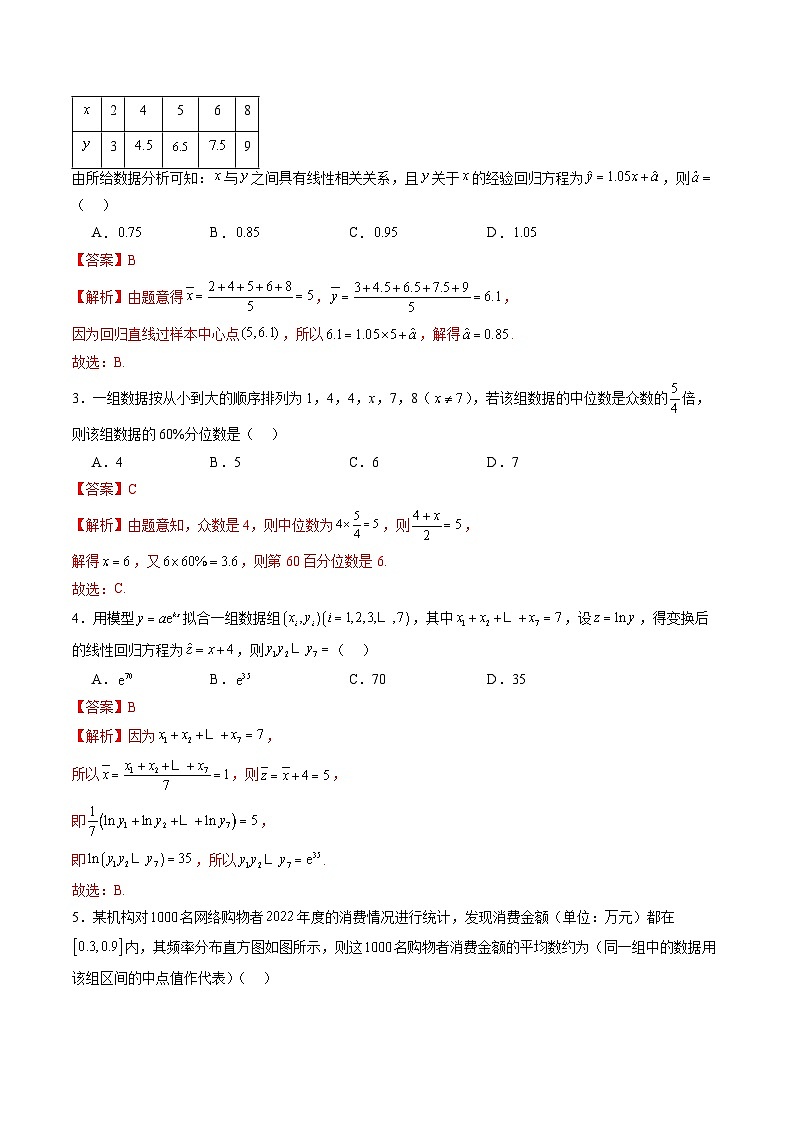 第九章 统计与成对数据的统计分析(测试)(解析版)第2页