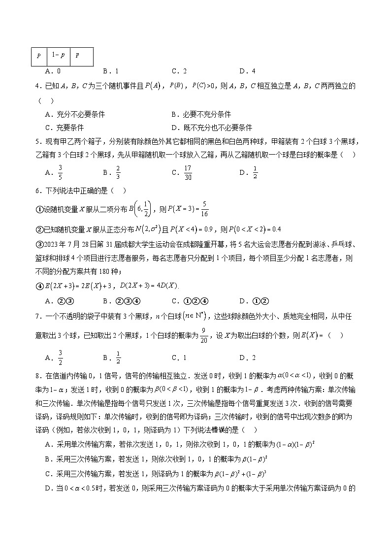 第十章 计数原理、概率、随机变量及其分布(测试)(原卷版)第2页