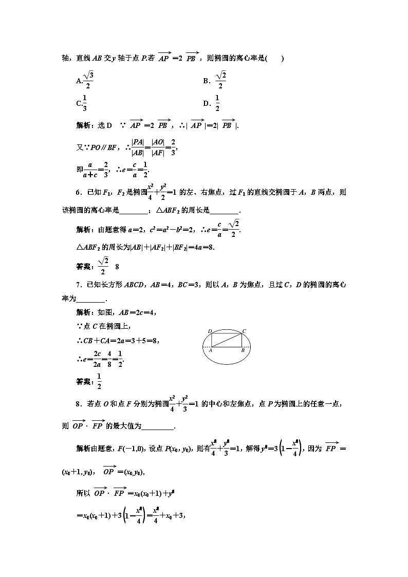人教A版高中数学选择性必修第一册课时跟踪检测(二十二)椭圆的简单几何性质含答案第2页