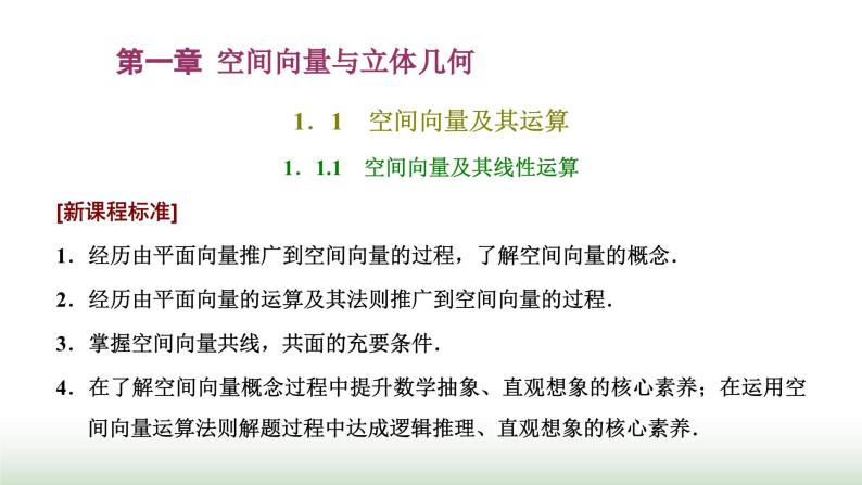 人教A版高中数学选择性必修第一册1-1-1空间向量及其线性运算课件01