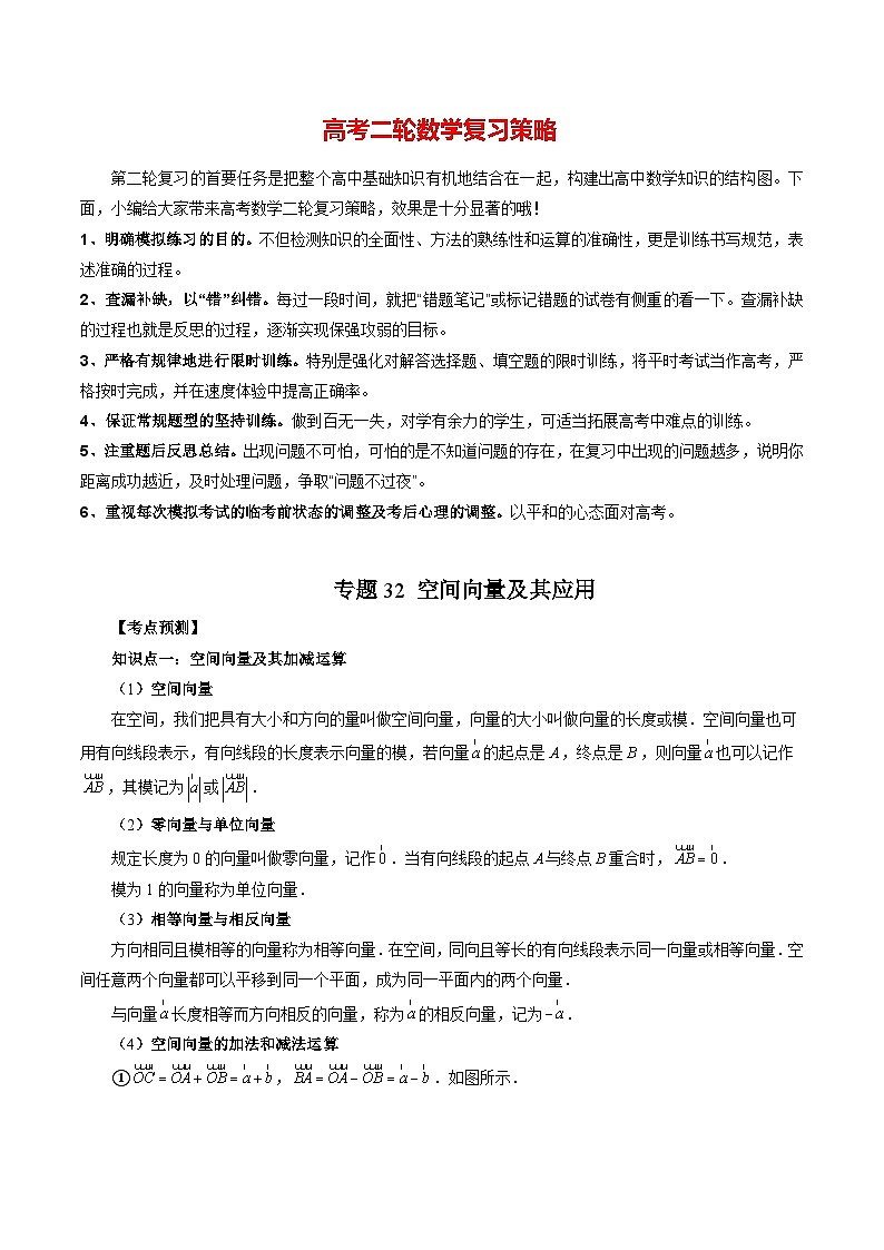 专题32 空间向量及其应用(学生版)第1页