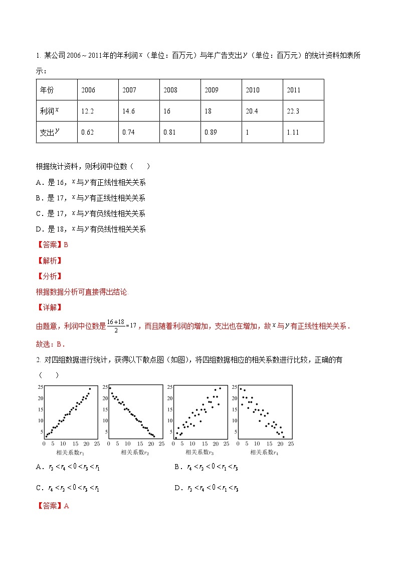 第04讲 第八章 成对数据的统计分析（章末检测）-高二数学同步精品讲义（人教A版选择性必修第三册）02