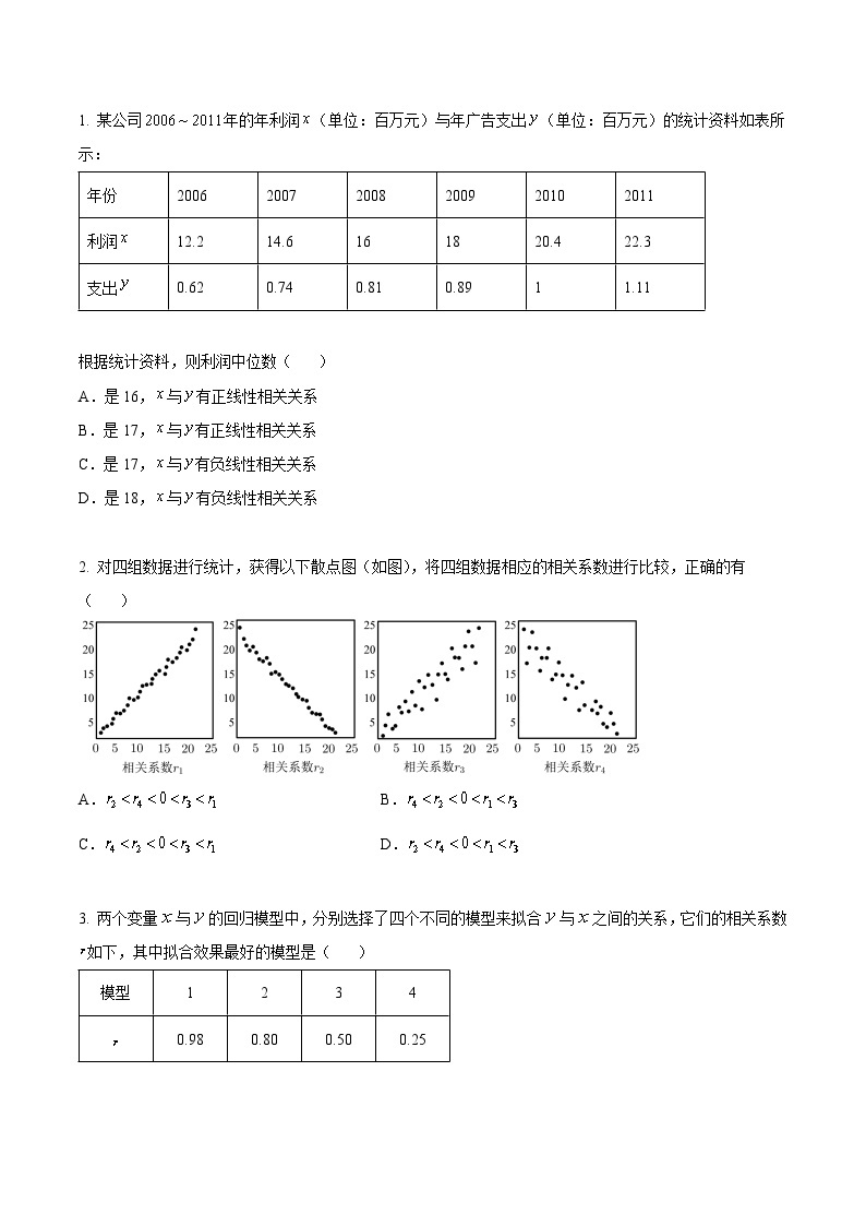 第04讲 第八章 成对数据的统计分析（章末检测）-高二数学同步精品讲义（人教A版选择性必修第三册）02