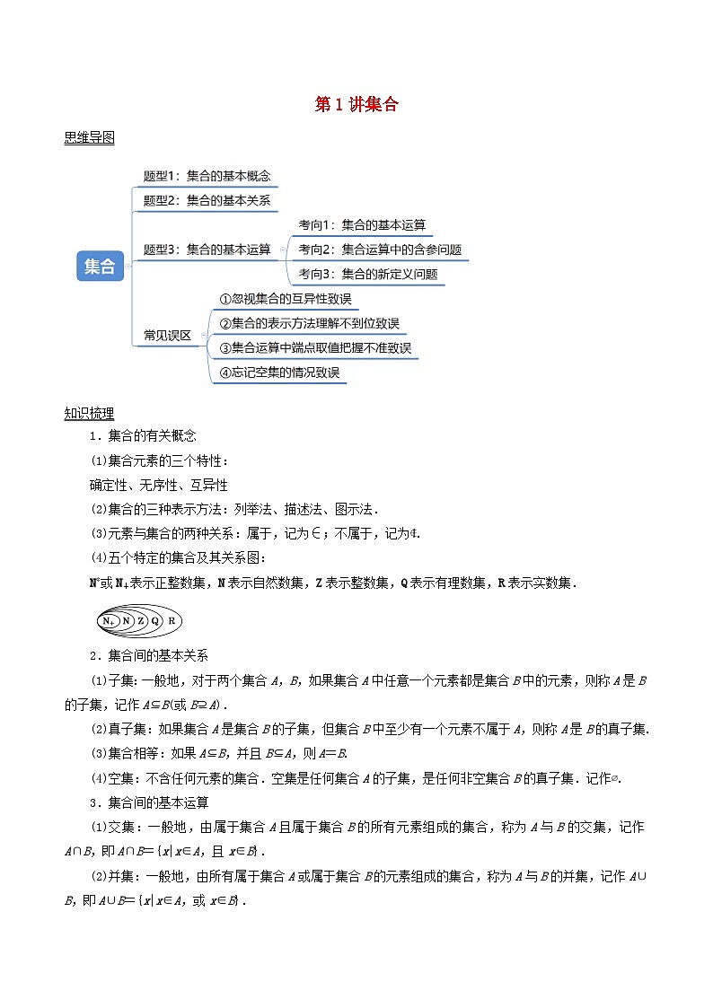 2024年新高考数学一轮复习知识梳理与题型归纳第01讲集合(教师版)第1页