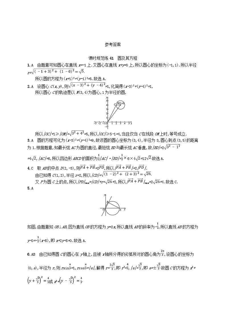 2025届高考数学一轮复习专项练习课时规范练41圆及其方程第3页
