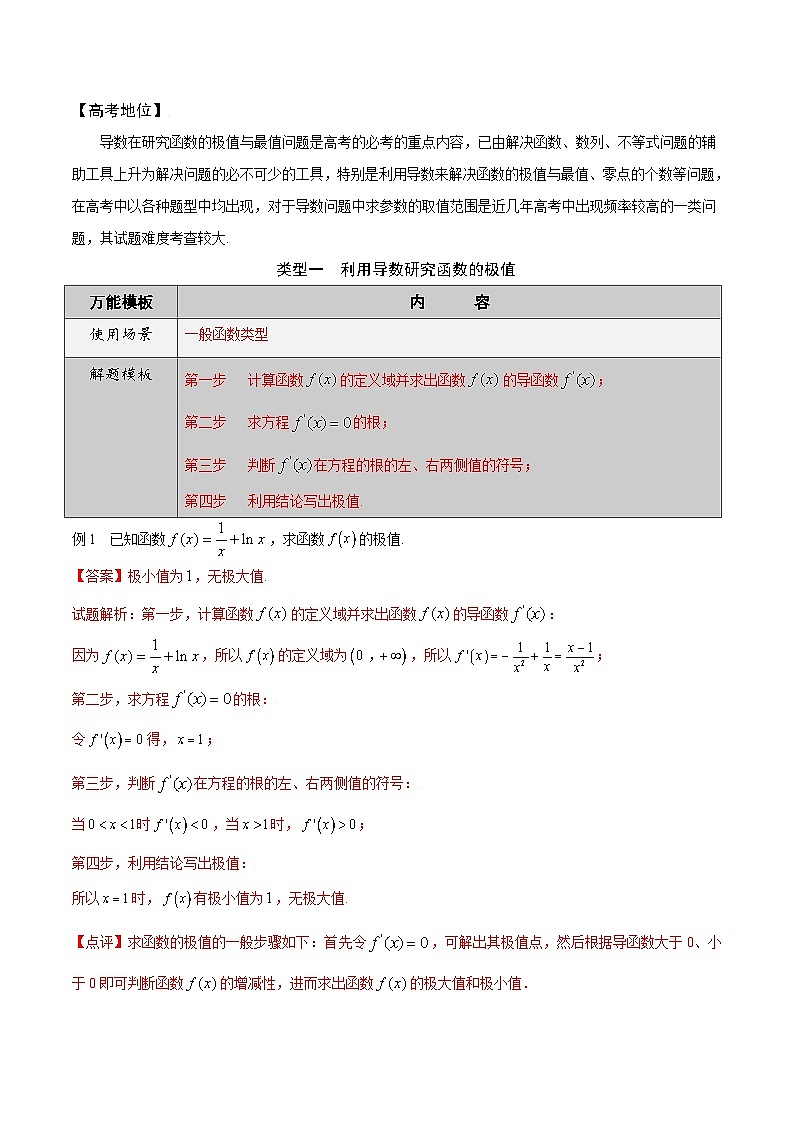 高考数学解题方法模板50讲 专题13 利用导数解决函数的极值、最值(解析版)第2页