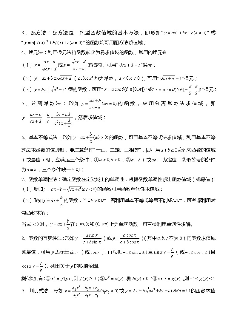 新高考数学【热点·重点·难点】专练 重难点2-1 函数值域的常见求法8大题型02