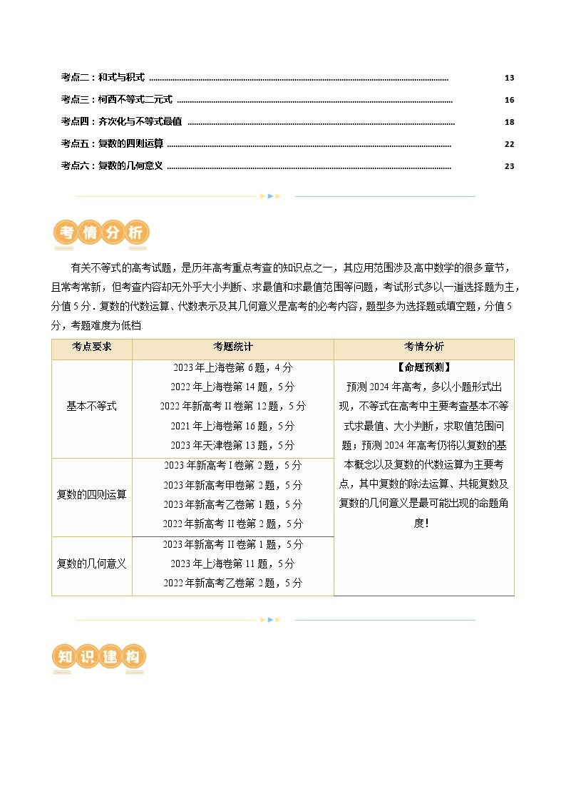 专题02 不等式与复数（6大核心考点）（讲义）-2024年高考数学二轮复习讲义（新教材新高考）02