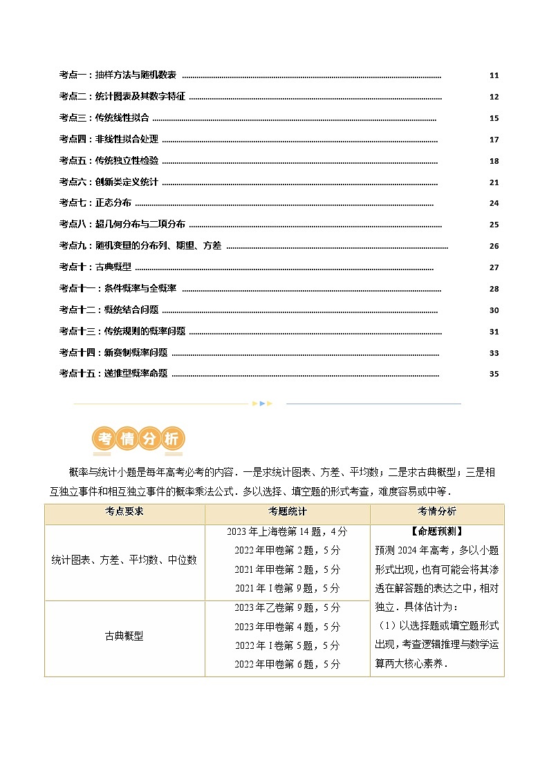 专题20 概率与统计常考小题归类(15大核心考点)(讲义)-2024年高考数学二轮复习讲义(新教材新高考)02